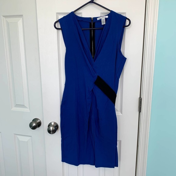 Kenneth‎ Cole Blue Wrap Belt Midi Dress Women's Size Large - Picture 1 of 8